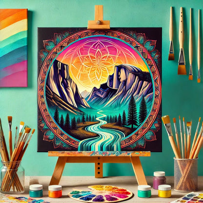 【New Arrival - 40% OFF】"Serenity Mandalas" Series - 'Mountain/Yosemite' P1216#29 | Original 🎨 Paint by Numbers | 💎 Diamond Painting (16"x16" / 40x40cm)