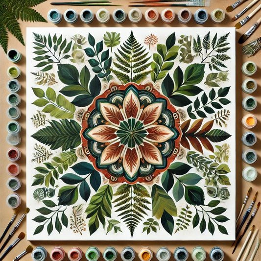 "Serenity Mandalas" Series - Botanical P12#09 | Original Paint by Numbers 🎨&💎 Diamond Painting (16"x16" / 40x40cm)