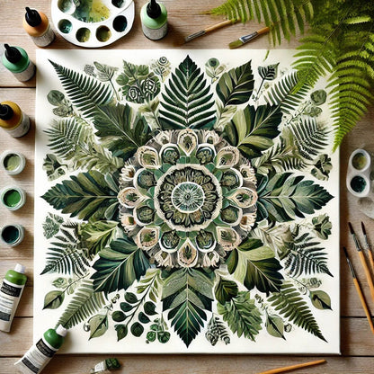 "Serenity Mandalas" Series - Botanical P12#12 | Original 🎨 Paint by Numbers | 💎 Diamond Painting (16"x16" / 40x40cm)