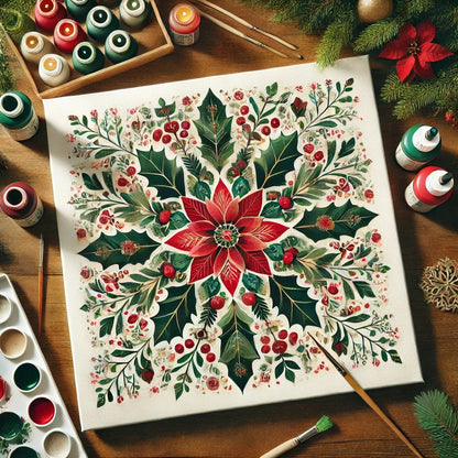 "Serenity Mandalas" Series - Botanical P12#18 | Original 🎨 Paint by Numbers | 💎 Diamond Painting (16"x16" / 40x40cm)