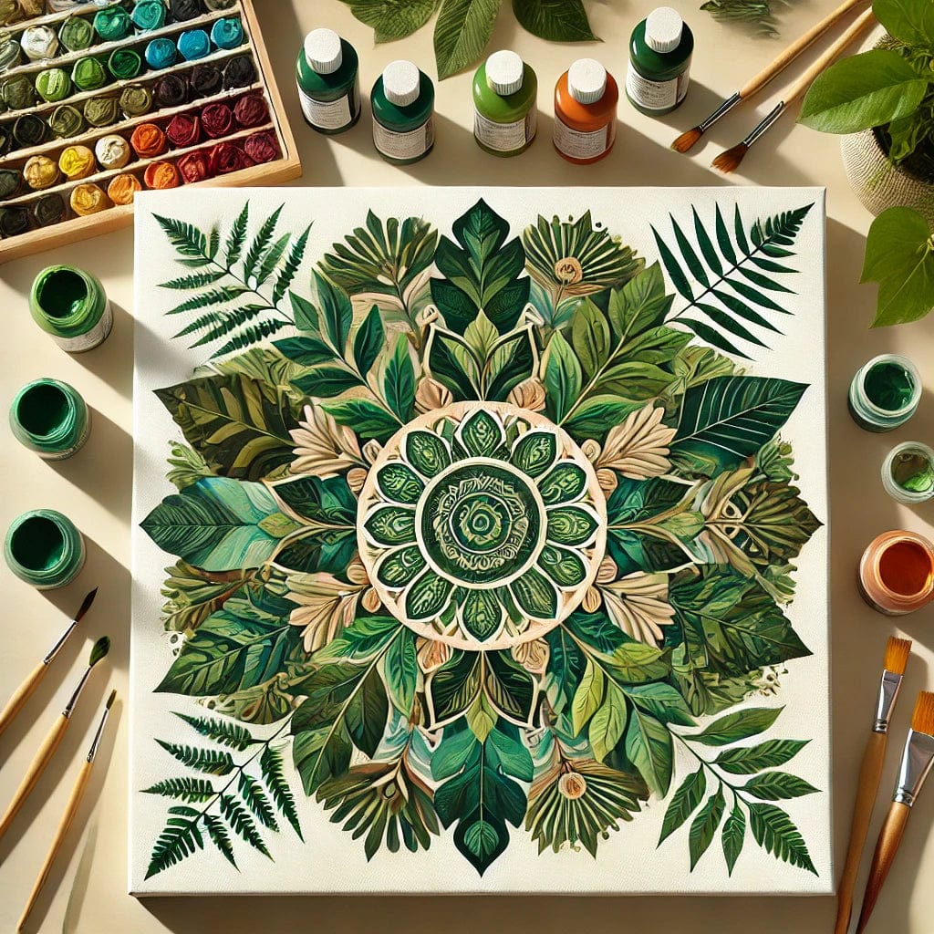 "Serenity Mandalas" Series - Botanical P12#24 | Original 🎨 Paint by Numbers | 💎 Diamond Painting (16"x16" / 40x40cm)