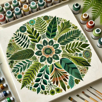 "Serenity Mandalas" Series - Botanical P12#29 | Original 🎨 Paint by Numbers | 💎 Diamond Painting (16"x16" / 40x40cm)