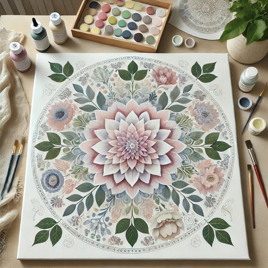 "Serenity Mandalas" Series - Floral P14#02 | Original 🎨 Paint by Numbers | 💎 Diamond Painting (16"x16" / 40x40cm)