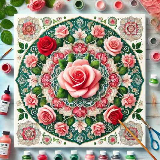 "Serenity Mandalas" Series - Floral P14#06 | Original 🎨 Paint by Numbers | 💎 Diamond Painting (16"x16" / 40x40cm)