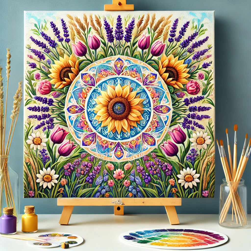 "Serenity Mandalas" Series - Floral P14#17 | Original 🎨 Paint by Numbers | 💎 Diamond Painting (16"x16" / 40x40cm)