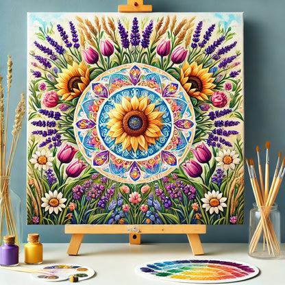 "Serenity Mandalas" Series - Floral P14#17 | Original 🎨 Paint by Numbers | 💎 Diamond Painting (16"x16" / 40x40cm)