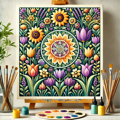 "Serenity Mandalas" Series - Floral P14#24 | Original 🎨 Paint by Numbers | 💎 Diamond Painting (16"x20" / 40x50cm)