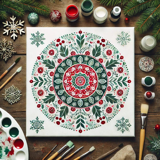 "Serenity Mandalas" Series - Christmas P16#04 | Original Paint by Numbers 🎨&💎 Diamond Painting (16"x16" / 40x40cm)