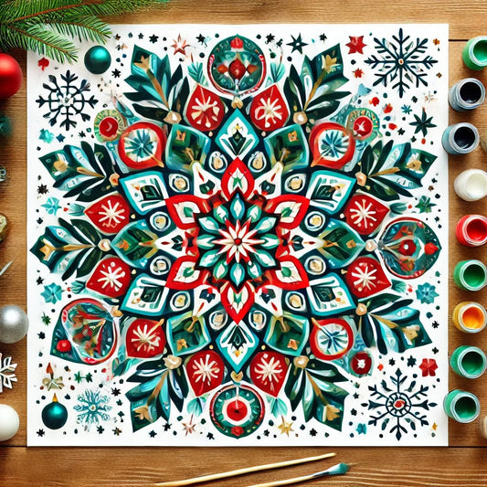 "Serenity Mandalas" Series - Christmas P16#06 | Original Paint by Numbers 🎨&💎 Diamond Painting (16"x16" / 40x40cm)