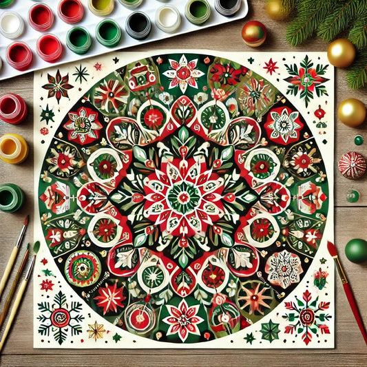 "Serenity Mandalas" Series - Christmas P16#07 | Original Paint by Numbers 🎨&💎 Diamond Painting (16"x16" / 40x40cm)