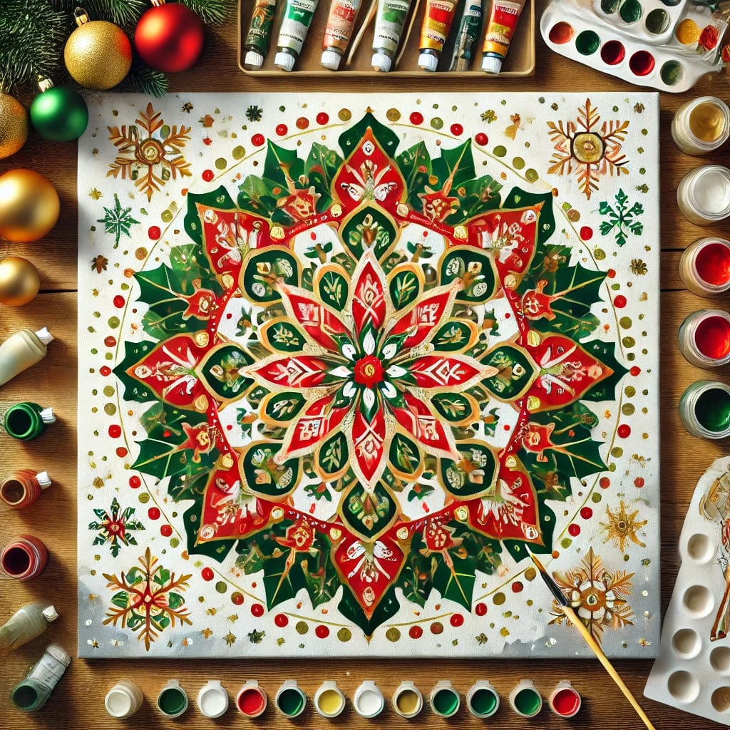 "Serenity Mandalas" Series - Christmas P16#12 | Original Paint by Numbers 🎨&💎 Diamond Painting (16"x16" / 40x40cm)