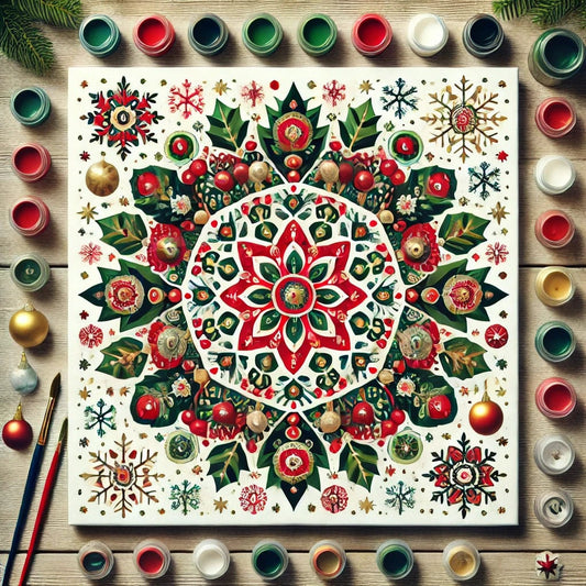 "Serenity Mandalas" Series - Christmas P16#13 | Original Paint by Numbers 🎨&💎 Diamond Painting (16"x16" / 40x40cm)