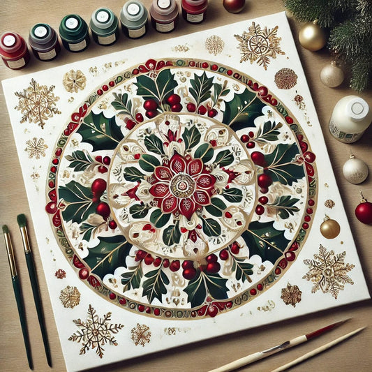 "Serenity Mandalas" Series - Christmas P16#22 | Original Paint by Numbers 🎨&💎 Diamond Painting (16"x16" / 40x40cm)