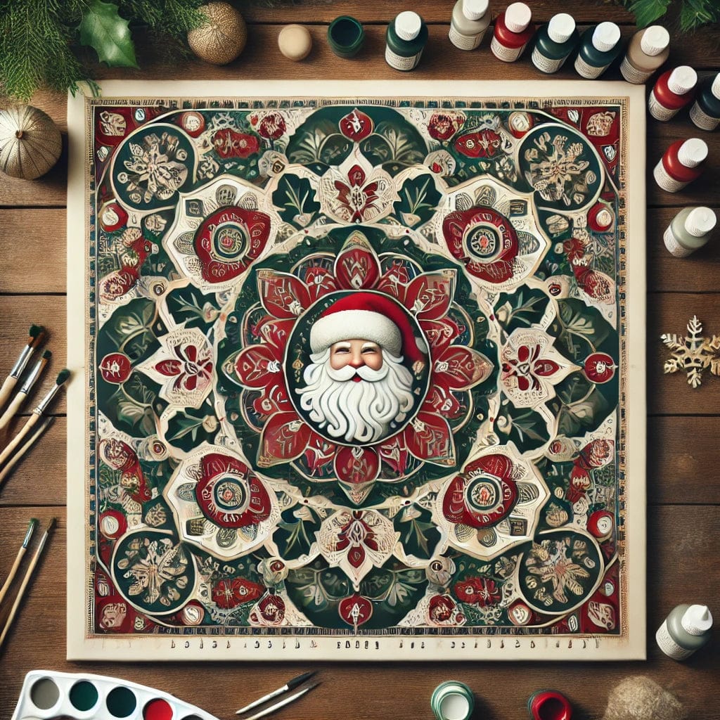 "Serenity Mandalas" Series - Christmas P16#25 - Santa face | Original Paint by Numbers 🎨&💎 Diamond Painting (16"x16" / 40x40cm)