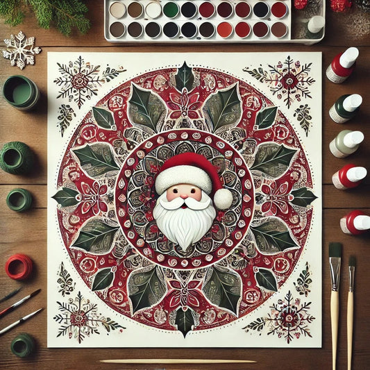 "Serenity Mandalas" Series - Christmas P16#26 - Santa face | Original Paint by Numbers 🎨&💎 Diamond Painting (16"x16" / 40x40cm)