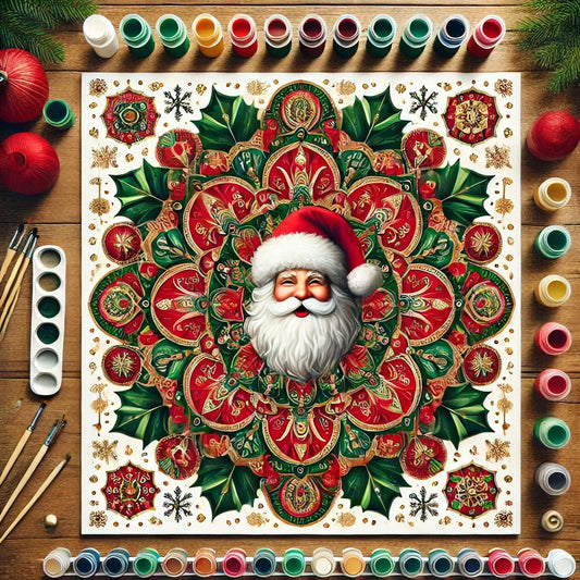 "Serenity Mandalas" Series - Christmas P16#27 - Santa face | Original Paint by Numbers 🎨&💎 Diamond Painting (16"x16" / 40x40cm)