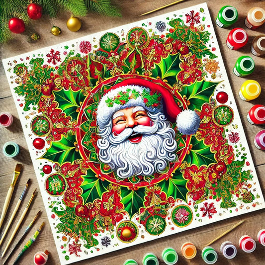 "Serenity Mandalas" Series - Christmas P16#28 - Santa face | Original Paint by Numbers 🎨&💎 Diamond Painting (16"x16" / 40x40cm)