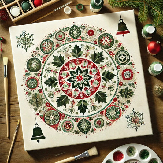 "Serenity Mandalas" Series - Christmas P21#04 | Original Paint by Numbers 🎨&💎 Diamond Painting (16"x16" / 40x40cm)