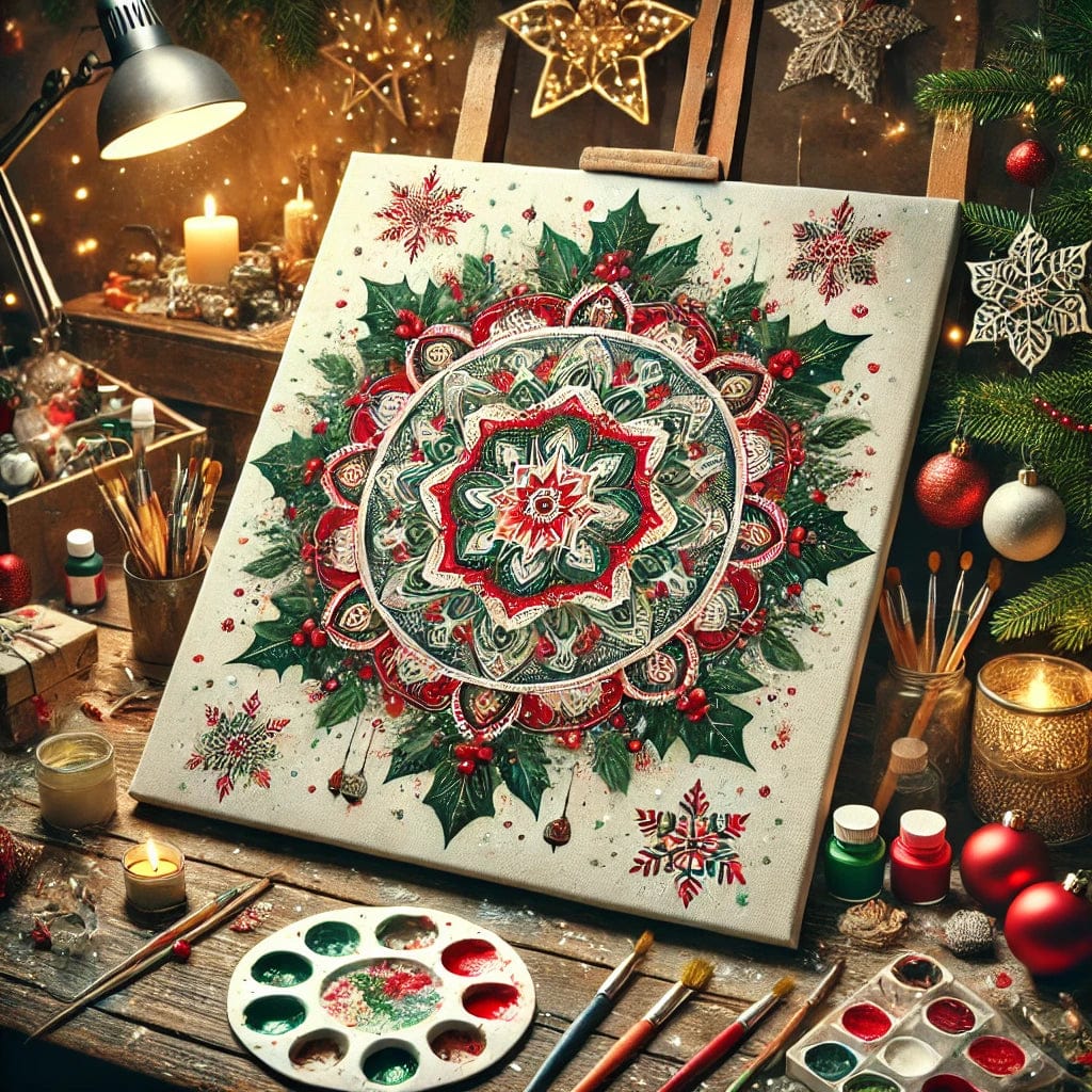 "Serenity Mandalas" Series - Christmas P21#06 | Original Paint by Numbers 🎨&💎 Diamond Painting (16"x16" / 40x40cm)