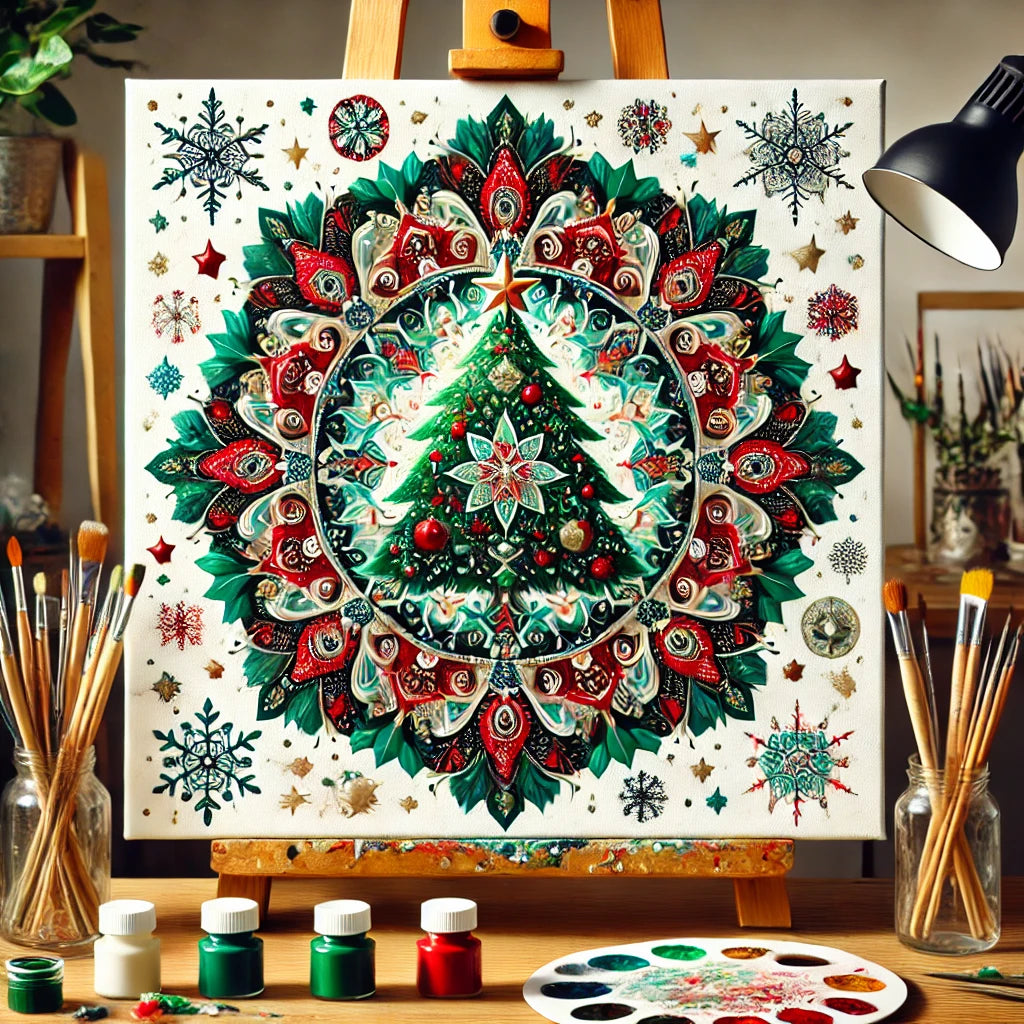 "Serenity Mandalas" Series - Christmas P22#03 | Original Paint by Numbers 🎨&💎 Diamond Painting (16"x16" / 40x40cm)