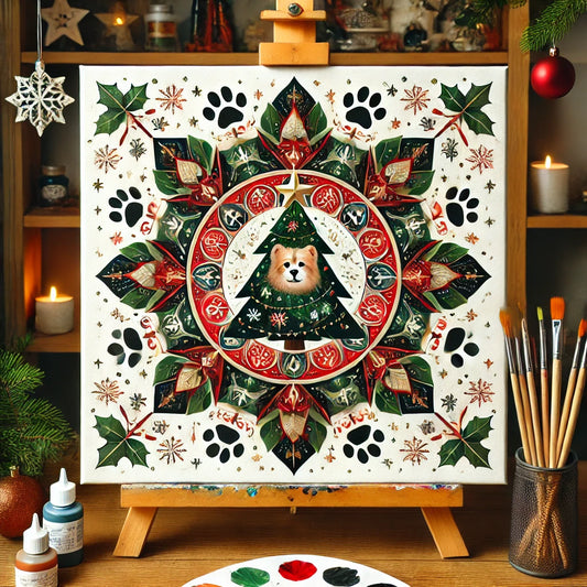 "Serenity Mandalas" Series - Christmas P22#08 - Pet/Dog/Cat | Original Paint by Numbers 🎨&💎 Diamond Painting (16"x16" / 40x40cm)