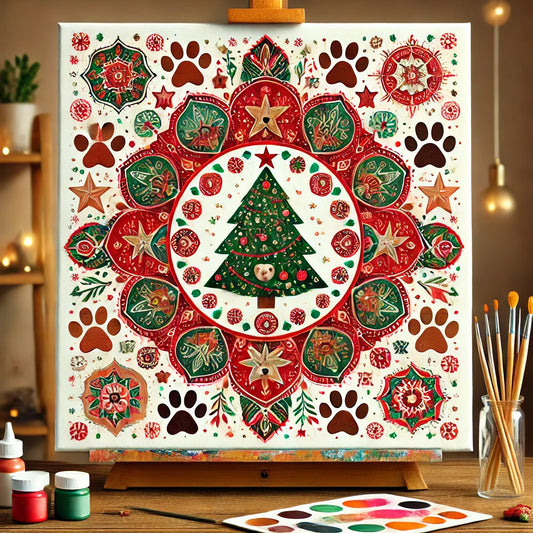 "Serenity Mandalas" Series - Christmas P22#09 - Pet/Dog/Cat | Original Paint by Numbers 🎨&💎 Diamond Painting (16"x16" / 40x40cm)