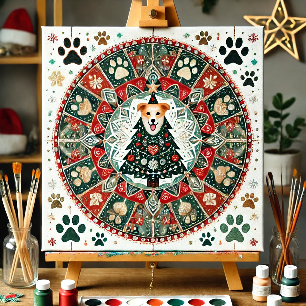 "Serenity Mandalas" Series - Christmas P22#15 - Pet/Dog/Cat | Original Paint by Numbers 🎨&💎 Diamond Painting (16"x16" / 40x40cm)