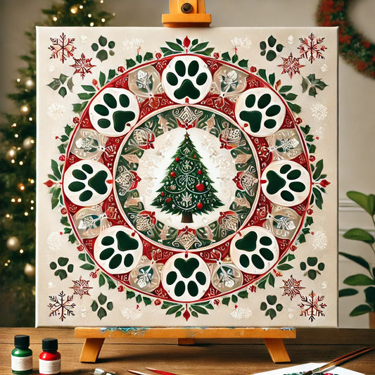 "Serenity Mandalas" Series - Christmas P22#17 - Pet/Dog/Cat | Original Paint by Numbers 🎨&💎 Diamond Painting (16"x16" / 40x40cm)