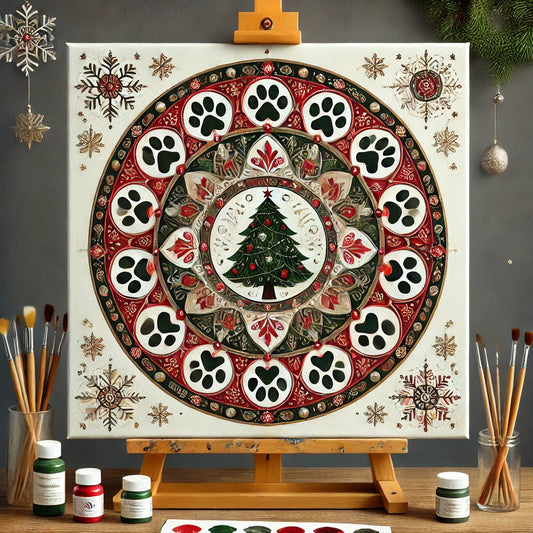 "Serenity Mandalas" Series - Christmas P22#18 - Pet/Dog/Cat | Original Paint by Numbers 🎨&💎 Diamond Painting (16"x16" / 40x40cm)