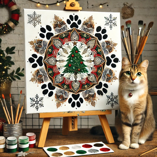 "Serenity Mandalas" Series - Christmas P22#20 - Pet/Dog/Cat | Original Paint by Numbers 🎨&💎 Diamond Painting (16"x16" / 40x40cm)