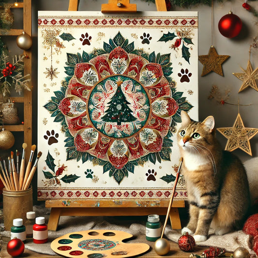 "Serenity Mandalas" Series - Christmas P22#21 - Pet/Dog/Cat | Original Paint by Numbers 🎨&💎 Diamond Painting (16"x16" / 40x40cm)