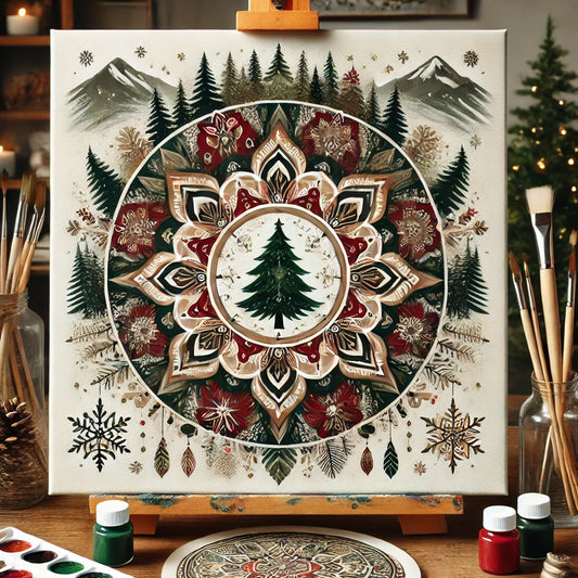 "Serenity Mandalas" Series - Christmas P22#24 - Outdoor/Mountain | Original Paint by Numbers 🎨&💎 Diamond Painting (16"x16" / 40x40cm)