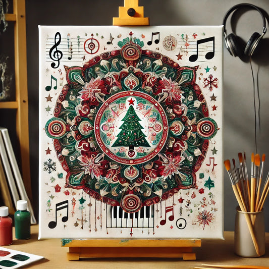 "Serenity Mandalas" Series - Christmas P22#28 - Music | Original Paint by Numbers 🎨&💎 Diamond Painting (16"x20" / 40x50cm)