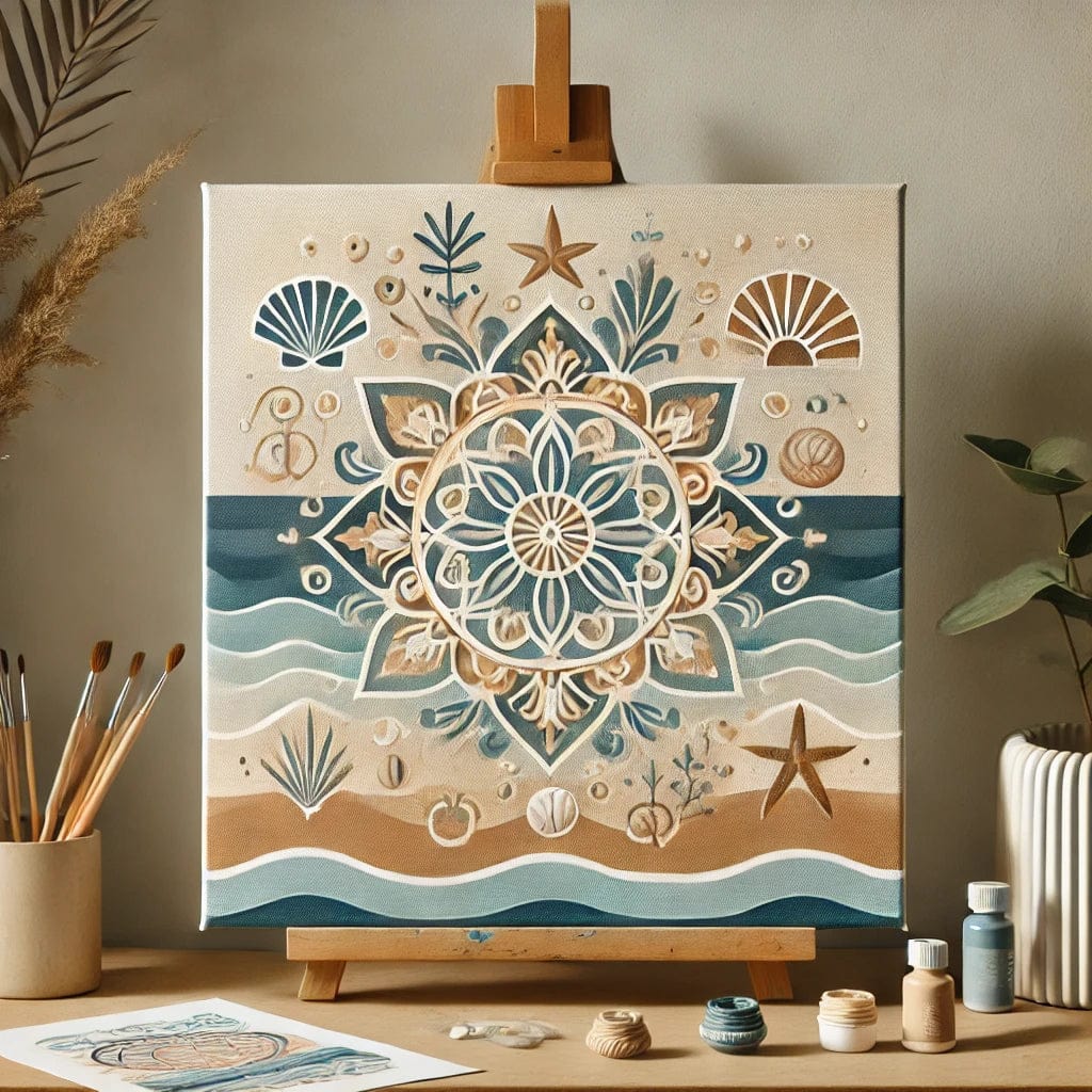 "Serenity Mandalas" Series - Beach/Ocean P24#06 | Original 🎨 Paint by Numbers | 💎 Diamond Painting (16"x16" / 40x40cm)