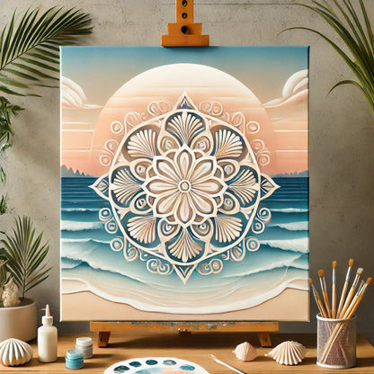 "Serenity Mandalas" Series - Beach/Ocean P24#11 | Original 🎨 Paint by Numbers | 💎 Diamond Painting (16"x20" / 40x50cm)