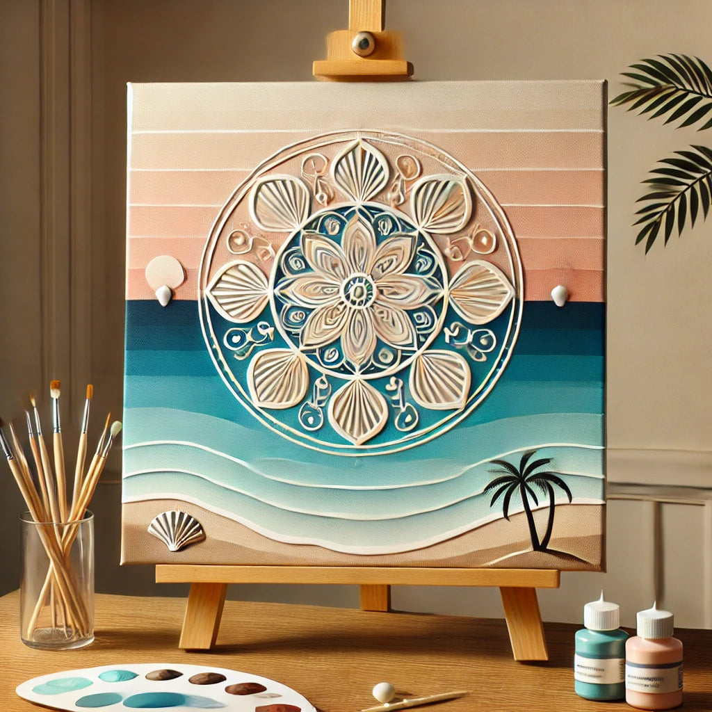 "Serenity Mandalas" Series - Beach/Ocean P24#12 | Original 🎨 Paint by Numbers | 💎 Diamond Painting (16"x16" / 40x40cm)