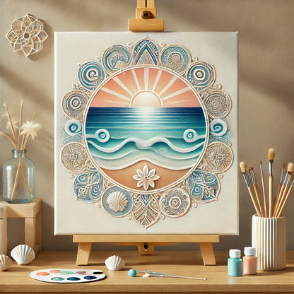 "Serenity Mandalas" Series - Beach/Ocean P24#14 | Original 🎨 Paint by Numbers | 💎 Diamond Painting (16"x20" / 40x50cm)