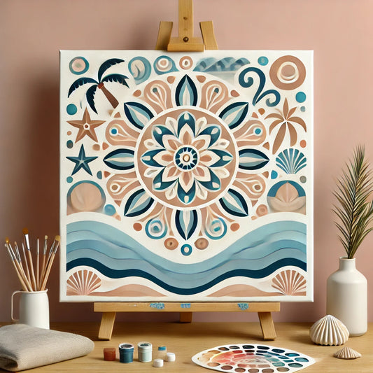 "Serenity Mandalas" Series - Beach/Ocean P24#16 | Original 🎨 Paint by Numbers | 💎 Diamond Painting (16"x16" / 40x40cm)