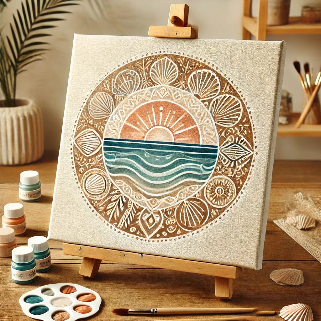 "Serenity Mandalas" Series - Beach/Ocean P24#25 | Original 🎨 Paint by Numbers | 💎 Diamond Painting (16"x16" / 40x40cm)