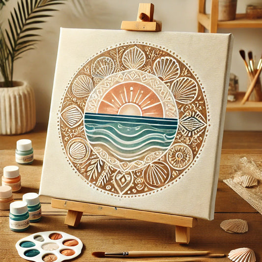 "Serenity Mandalas" Series - Beach/Ocean P24#25 | Original 🎨 Paint by Numbers | 💎 Diamond Painting (16"x16" / 40x40cm)