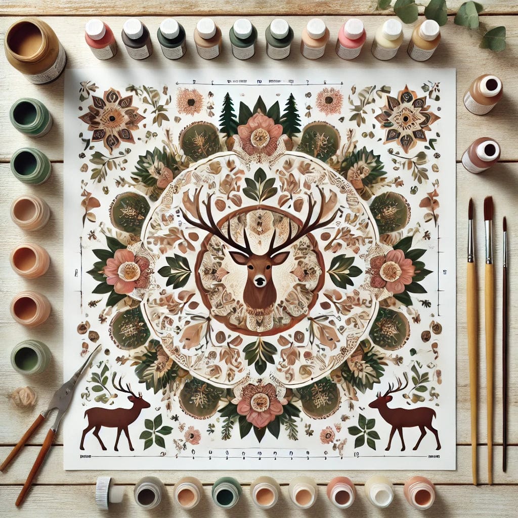 "Serenity Mandalas" Series - Deer / Hunting / Outdoors P25#21 | Original Paint by Numbers 🎨&💎 Diamond Painting (16"x16" / 40x40cm)