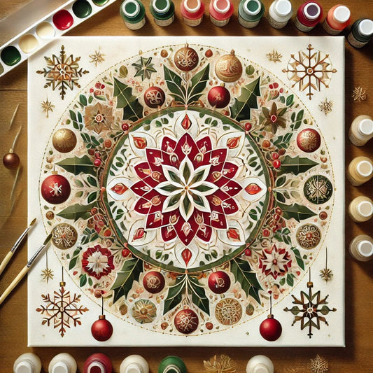 "Serenity Mandalas" Series by ColourMost™ - Christmas P3#04 | Original Paint by Numbers (16"x16" / 40x40cm)