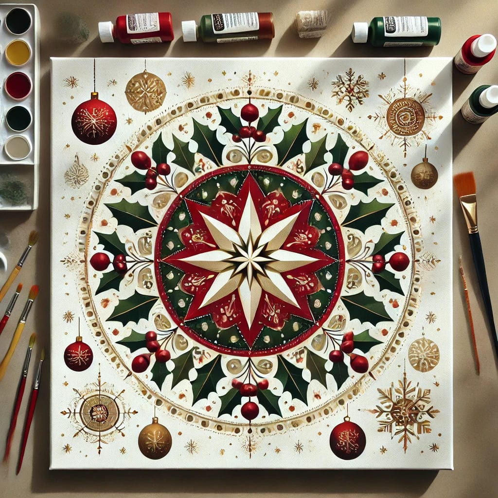 "Serenity Mandalas" Series by ColourMost™ - Christmas P3#07 | Original Paint by Numbers (16"x16" / 40x40cm)