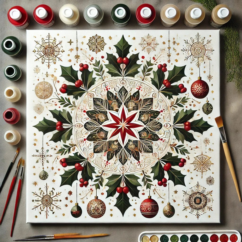 "Serenity Mandalas" Series by ColourMost™ - Christmas P3#09 | Original Paint by Numbers (16"x16" / 40x40cm)