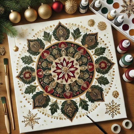 "Serenity Mandalas" Series - Christmas P4#06 | Original Paint by Numbers 🎨&💎 Diamond Painting (16"x16" / 40x40cm)