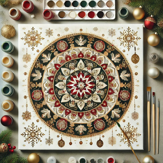 "Serenity Mandalas" Series - Christmas P4#08 | Original Paint by Numbers 🎨&💎 Diamond Painting (16"x16" / 40x40cm)