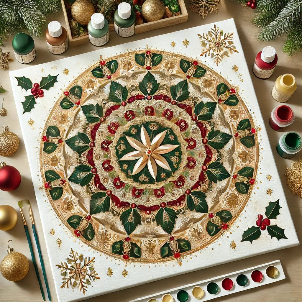 "Serenity Mandalas" Series - Christmas P4#09 | Original Paint by Numbers 🎨&💎 Diamond Painting (16"x16" / 40x40cm)