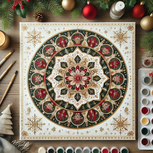 "Serenity Mandalas" Series - Christmas P4#11 | Original Paint by Numbers 🎨&💎 Diamond Painting (16"x16" / 40x40cm)