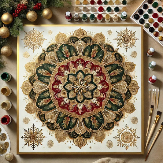 "Serenity Mandalas" Series - Christmas P4#12 | Original Paint by Numbers 🎨&💎 Diamond Painting (16"x16" / 40x40cm)