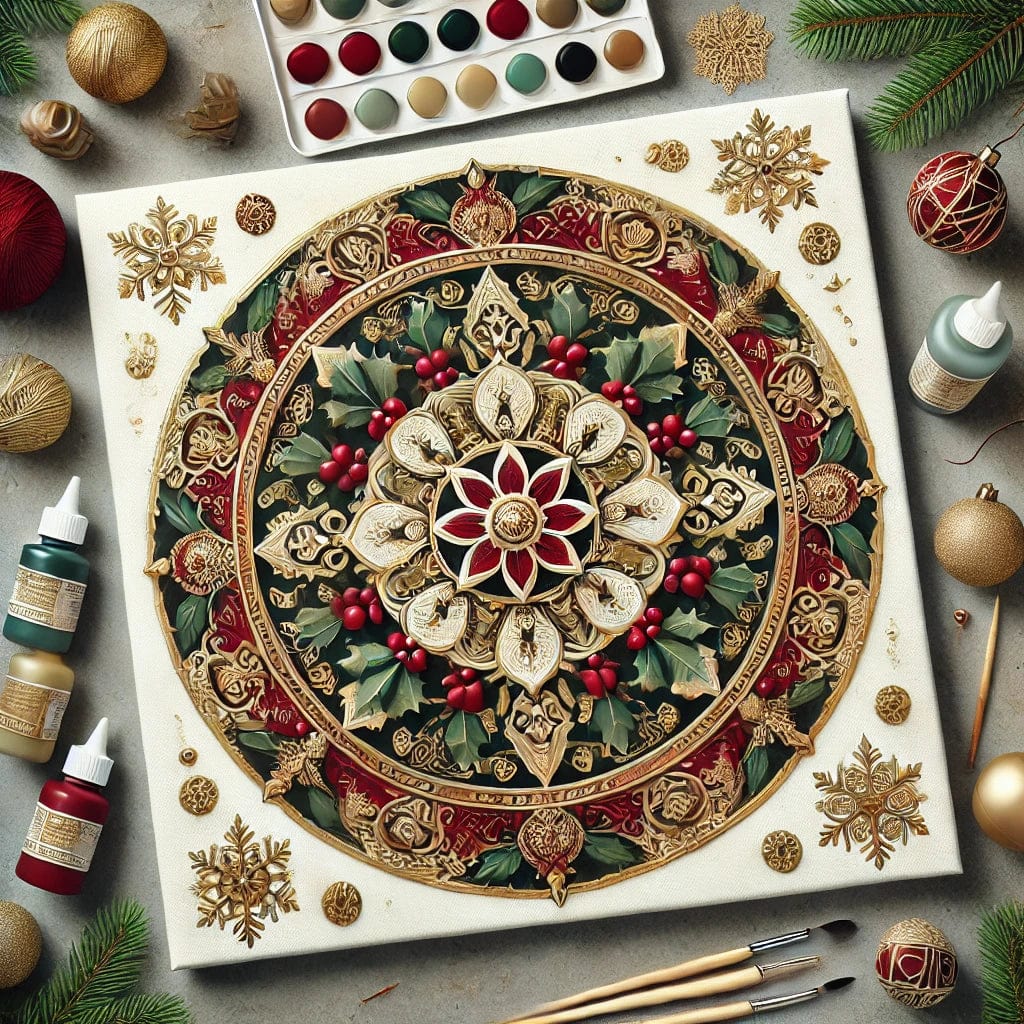 "Serenity Mandalas" Series - Christmas P4#13 | Original Paint by Numbers 🎨&💎 Diamond Painting (16"x16" / 40x40cm)